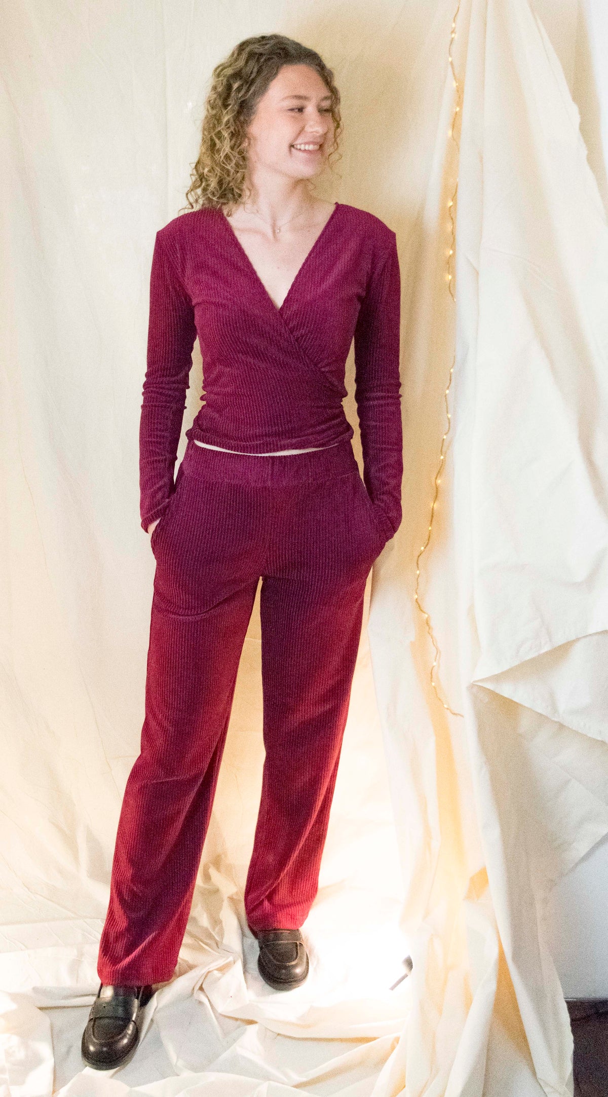 Wrap top rib raspberry