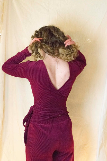 Wrap top rib raspberry